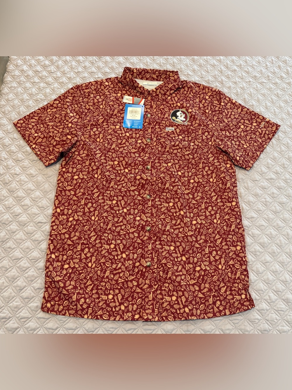 Columbia PFG Super Slack Tide Size S Florida State Seminoles Button Down Shirt